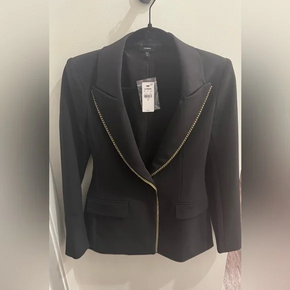 NWT Express Black Blazer with Gold Chain Trim Detail - Picture 4 of 9